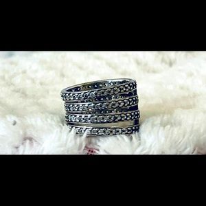 Silver with Faux Diamonds Size 6 Ring
